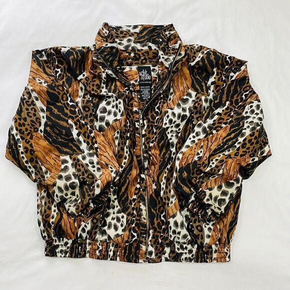 Vintage Jackets & Blazers - Vintage Active Studio Leopard Print Windbreaker Jacket